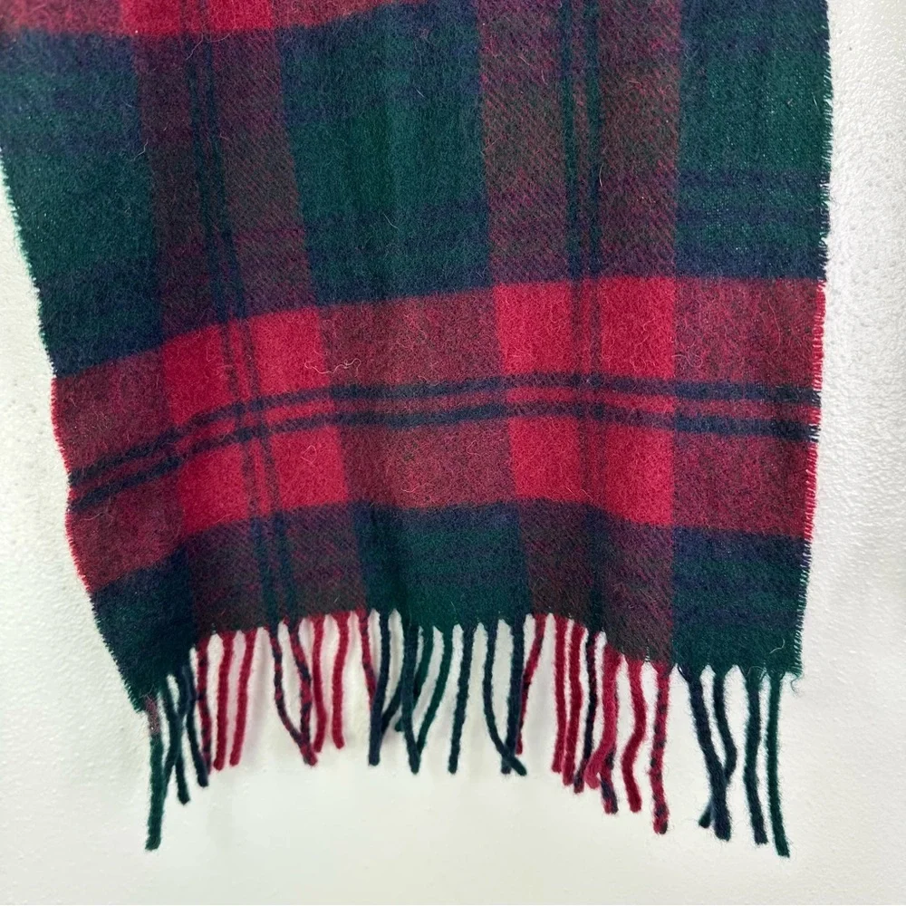 Lambswool Lindsey Tartan Fringe Scarf Red Green 11.75